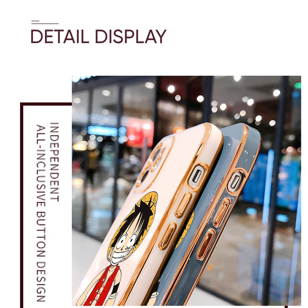 For iPhone 16 15 Max Samsung S24 S23 Plus A15 A35 A53 A73 Xiaomi 11T 12T 13T Redmi 13C Cartoon Soft TPU Full Lens Protect Cute Luffy Phone Case