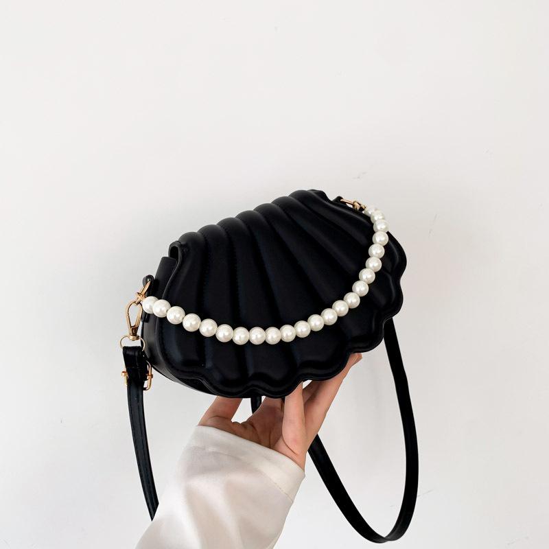 Shell Shaped Crossbody Bag Fashion Mini Shoulder Bag Womens Faux Pearl Chain Handbag ARI