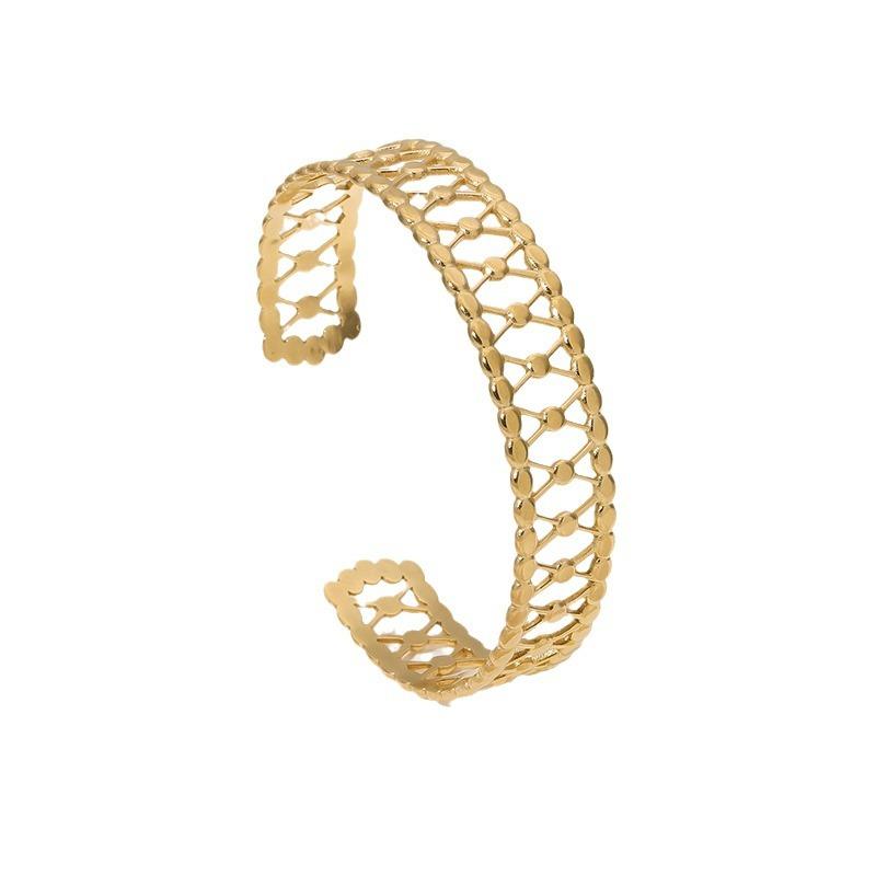 Waterproof Minimalist French Retro Bracelet Does Not Fade 18K Gold-plated Simple and Versatile Hollow Temperament Stainless