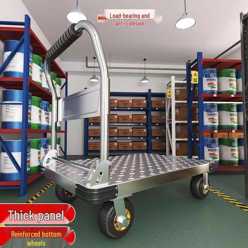 Silent Folding Four-Wheel Hand Trolley for Express Delivery