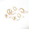 European and American hot-selling simple line diamond-encrusted earbone clip personalized double-layer u-shaped earless earclip earrings 1-piece set
