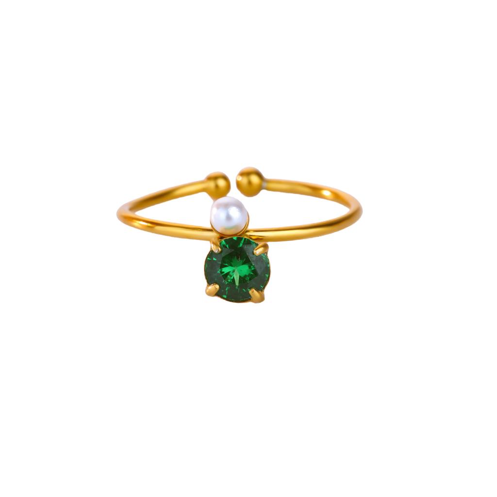 Zircon Four Leaf Clover Rings For Women Gold Color Stainless Steel Opening Couple Ring Aesthetic Wedding Bohemian Jewelry Gift