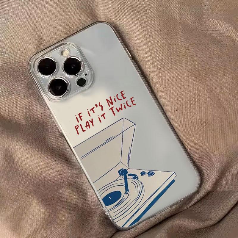 

Retro Modern Music Play It Twice Phone Case For iPhone 17 16 15 11 12 14 13 Pro Max Mini X XS XR 7 Plus SE 16E Shockproof Cover iPhone 12 mini