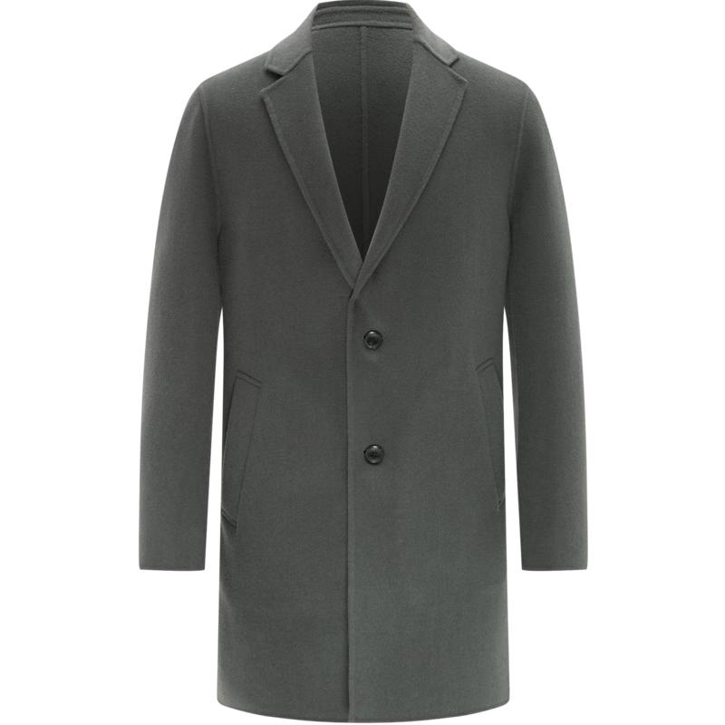 EMZ Erdos Men's 100% Wool Mid-Length Double-Faced Overcoat