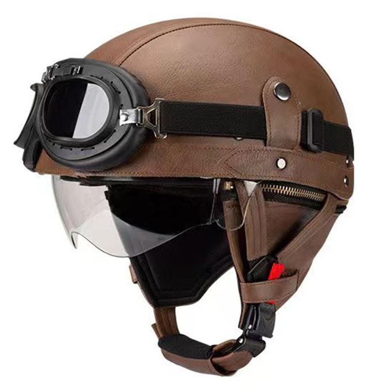 Vintage-Style Open Face Motorcycle Helmet Adults Unisex ABS Half With 3C Certification