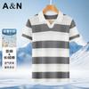 Summer Breathable and Comfortable Knitted Men's T-shirt Fashionable Contrasting Striped Short Sleeved Top Made of Linen and Long Staple Cotton