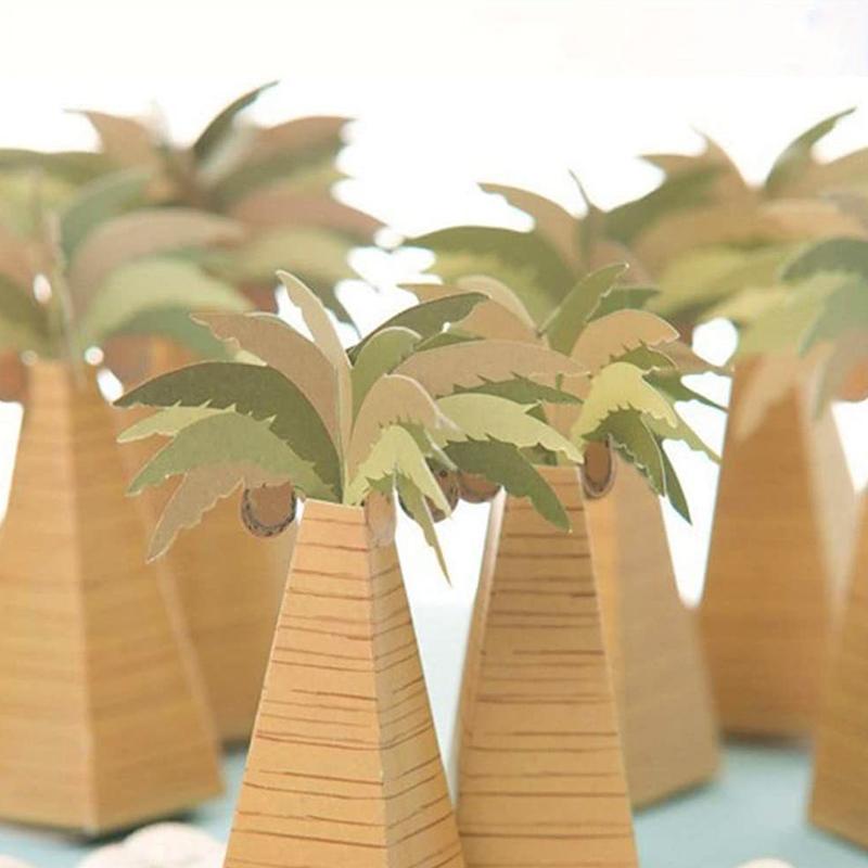 10Pcs Coconut Tree Carton Marriage Palm Tree Carton Party Paper Box Wedding Paper Carton Eco-Friendly Candy Wrapping Box
