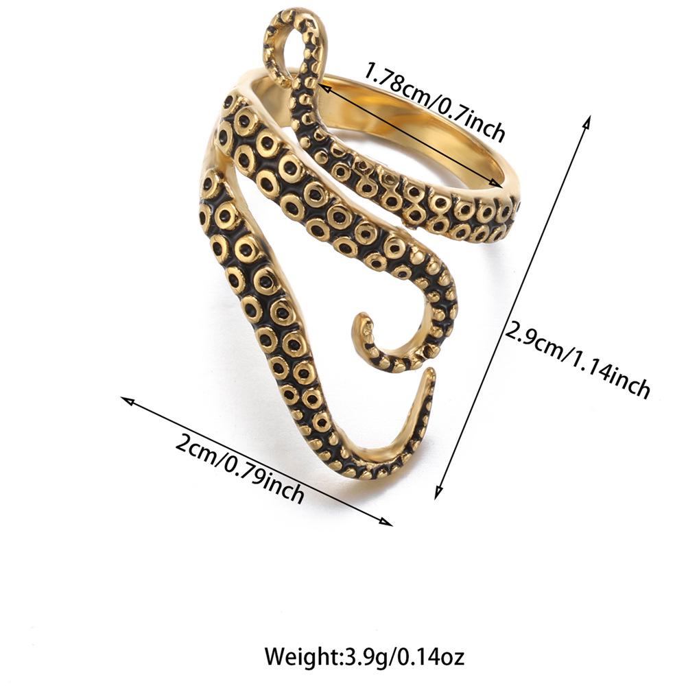 Bague Poulpe Punk Classique en Acier Inoxydable Dianyi pour Homme