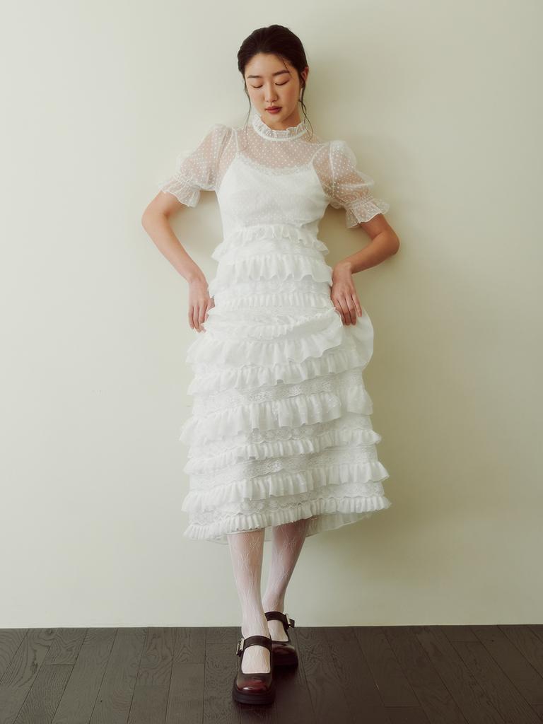 Ganiesong Bridal Dot Chichi Dress_White