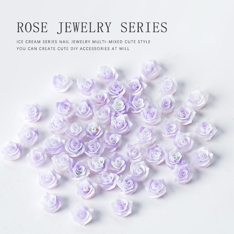 Gradient Camellia Resin Rhinestones Rose Nail Art Decorations, 3D Colorful Flatback Flowers (Approx. 50 Pieces)