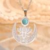 LIKGREAT Lotus Flower Necklace for Women Stainless Steel Healing Engrave Crescent Yoga Pendant Buddhism Amulet Jewelry