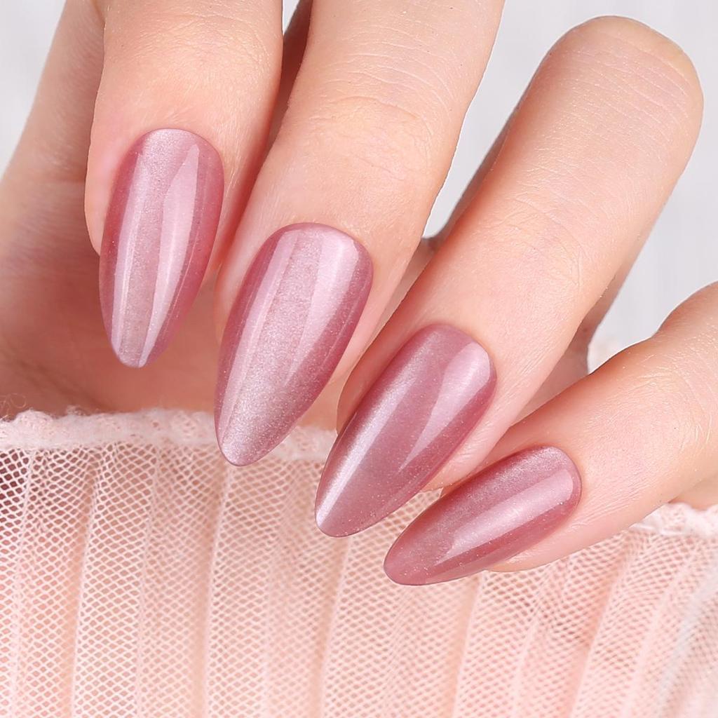 Solid Color Cat Eye Oval Medium-Long Luxury Wearable Nails