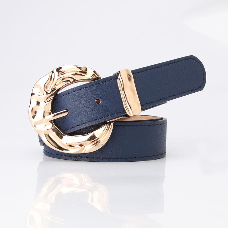 Women's Fashion Personalized Belt European and American Trend Simple Jeans Belt Big Head Metal Buckle Decorative Belt