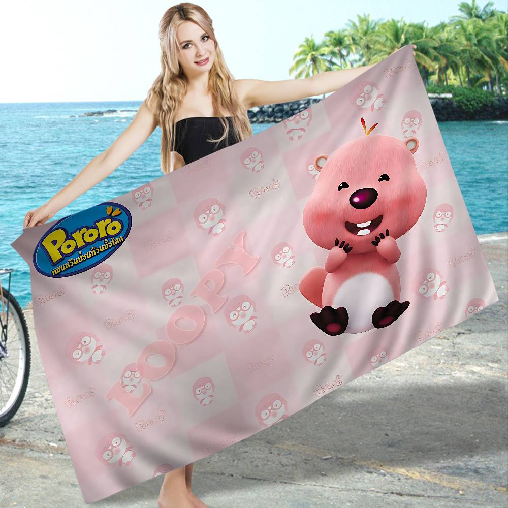 Cartoon P-Pororo Cute Microfiber Beach Towel Absorbent Quick Dry Soft Yoga Swimming Resort Mountain Climbing Towel