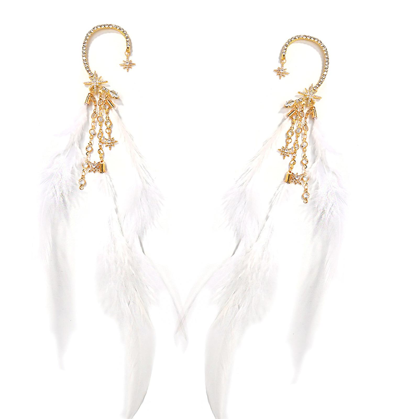 

Lightweight Feather Tassels Drop Earrings Handmade Jewelry Gift For Women Girls Fashionable Ear Cuff Accessories 1