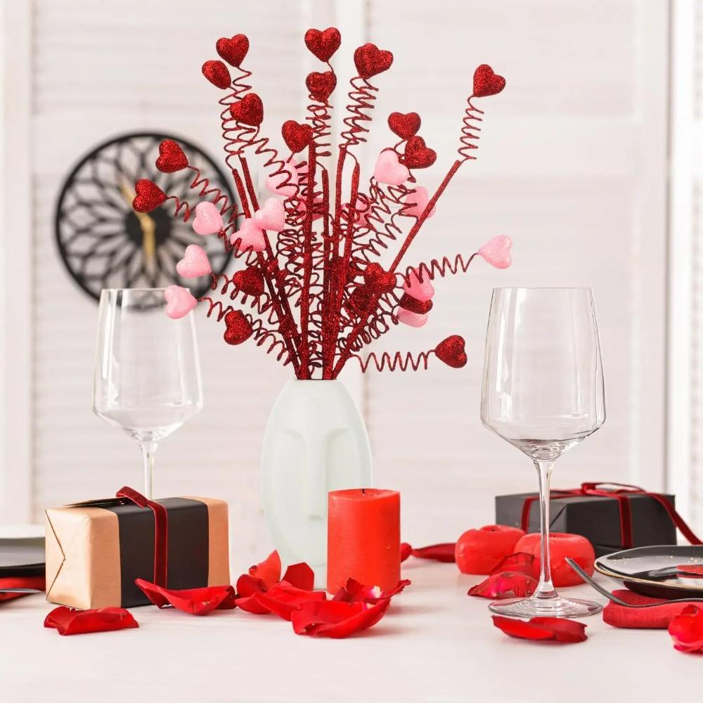 

4pcs Red Pink Artificial Heart Branches DIY Bouquets Happy Valentine s Day Decor Home Living Room червоний
