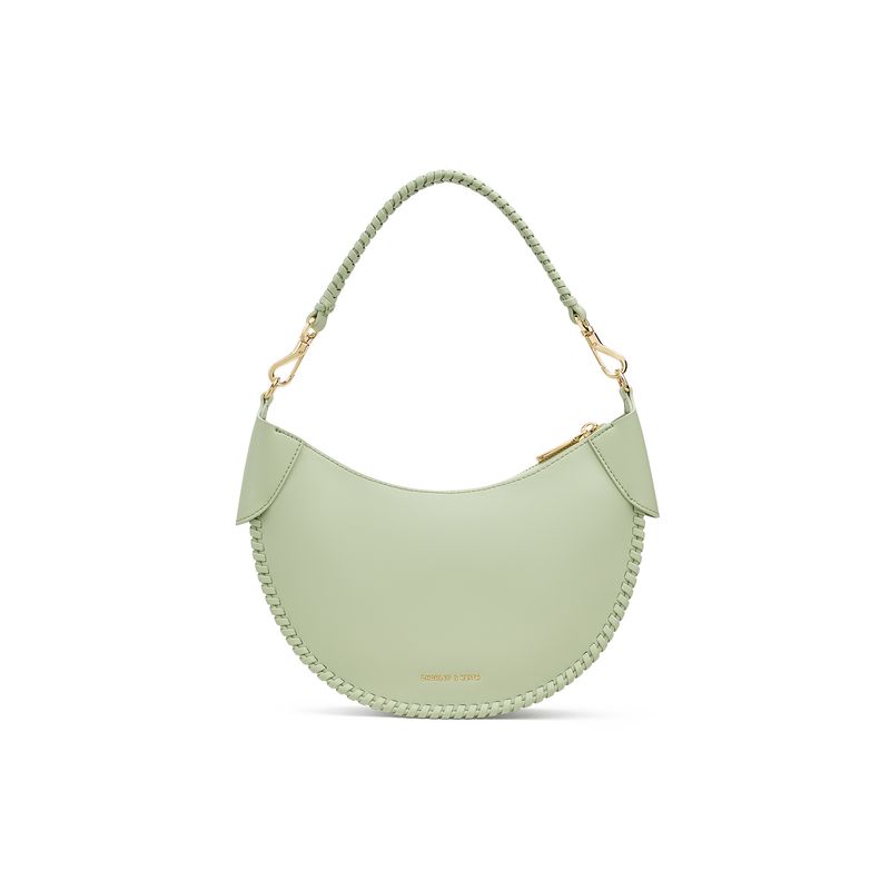 Charles & Keith Leaf Bag Crescent Bag PU Shoulder Bag Medium Women Bags Matcha-Green CK2-40782578