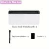 Sleek Compact Glass Desk Whiteboard with Built-in Storage, Modern Tempered Glass Desktop Organizer & Keyboard Holder, Efficient