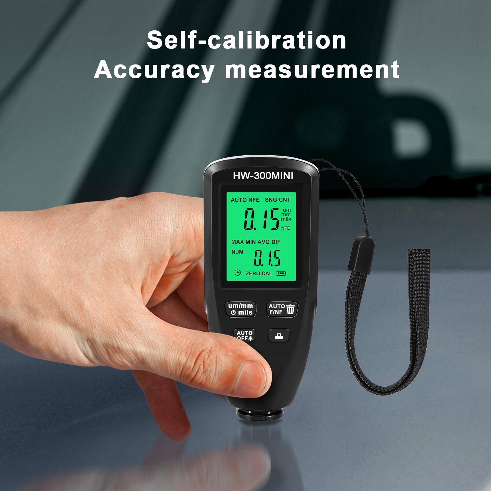 

HW300-MINI Coating Thickness Gauge for FE/NFE Coating Thickness Meter Digital Display Measure Device Black