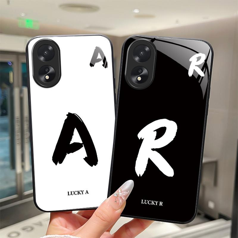 Phone Case For OPPO A18 A38 A58 A78 Back Covers Lucky Letter Protective Case For OPPOA18 OPPOA38 Tempered Glass Soft TPU Shell