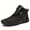 Fleece Lined Men Winter Cotton Shoes, Plus Size Light Sole Warm Snow Boots