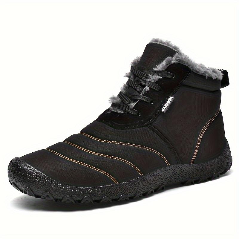 Fleece Lined Men Winter Cotton Shoes, Plus Size Light Sole Warm Snow Boots