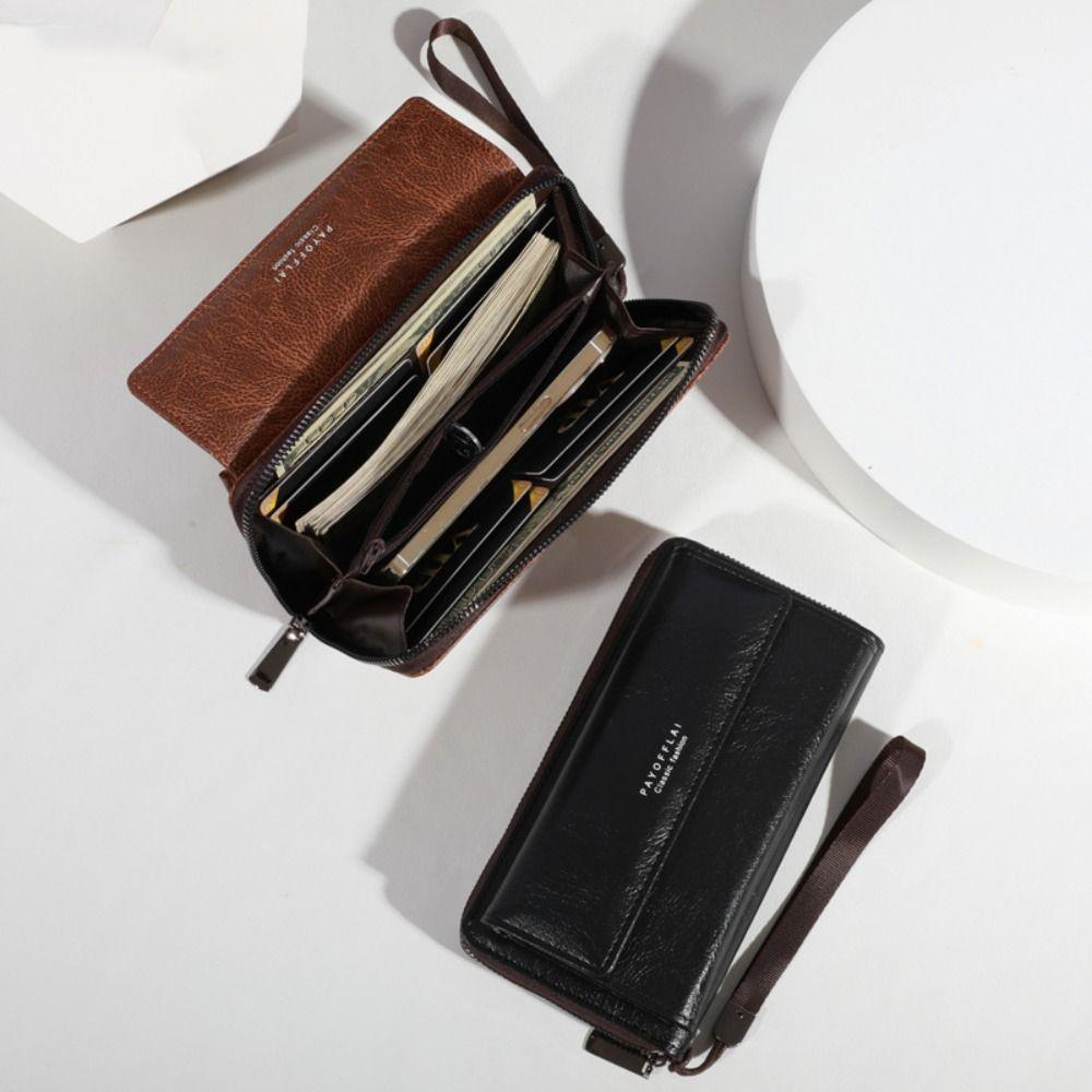 Fashion Zipper Long Wallet Large Capacity PU Clutch Bag Double Layer Multi Card Card Holder Student