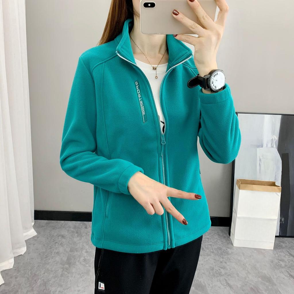 Spring Autumn and Winter Polar Women's Fleece Jacket Female Outdoor Sports Warm Sweater Top Thickened Stand-up Collar Cardigan Clothing