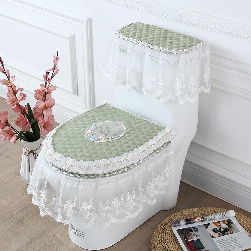 

Золотий вельветовий мереживний чохол на сидіння унітаза, набір з 3 предметів на блискавці 45cm U-shaped Toilet