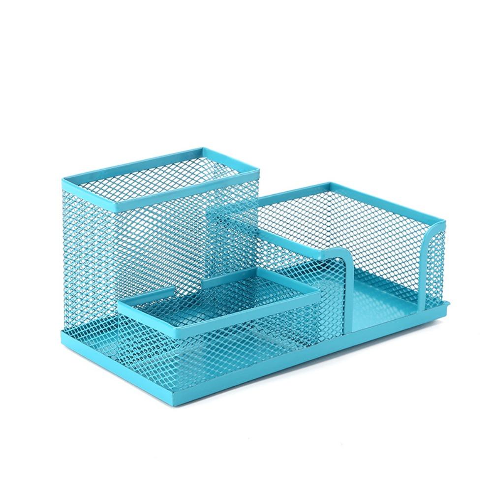 3/4 Grid Metal Mesh Pen Holder Large Capacity Makeup Brush Storage Bucket Bedroom Decoration