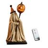 Halloween Theme Haunted House Decor Lighted Ghost Figurine with Remote Control, Vintage Resin Statue Luminous Pumpkin Indoor Festive Display Ornament