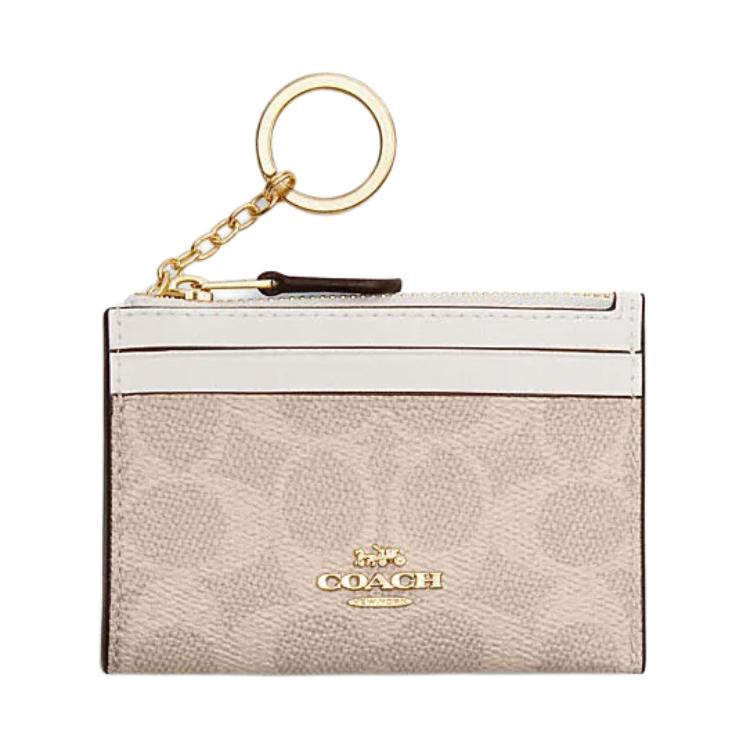 New COACH Mini Id Skinny Artificial Leather Plastic Card Holder Mini Women's Sand Yellow & Chalk White CW870-IMXDM