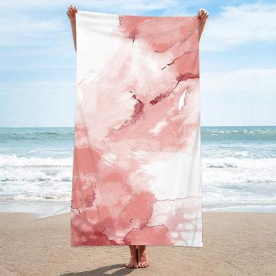 Soft Blush Ink Splash Gradient Pattern Absorbent Towel for Outdoor Sunbathing and Swimming Pool Relaxation
