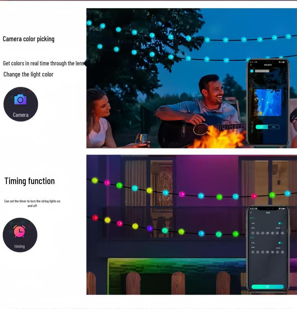 Iridescent Star String Lights: USB-Powered Ambient Decor for Outdoor Camping and Holidays