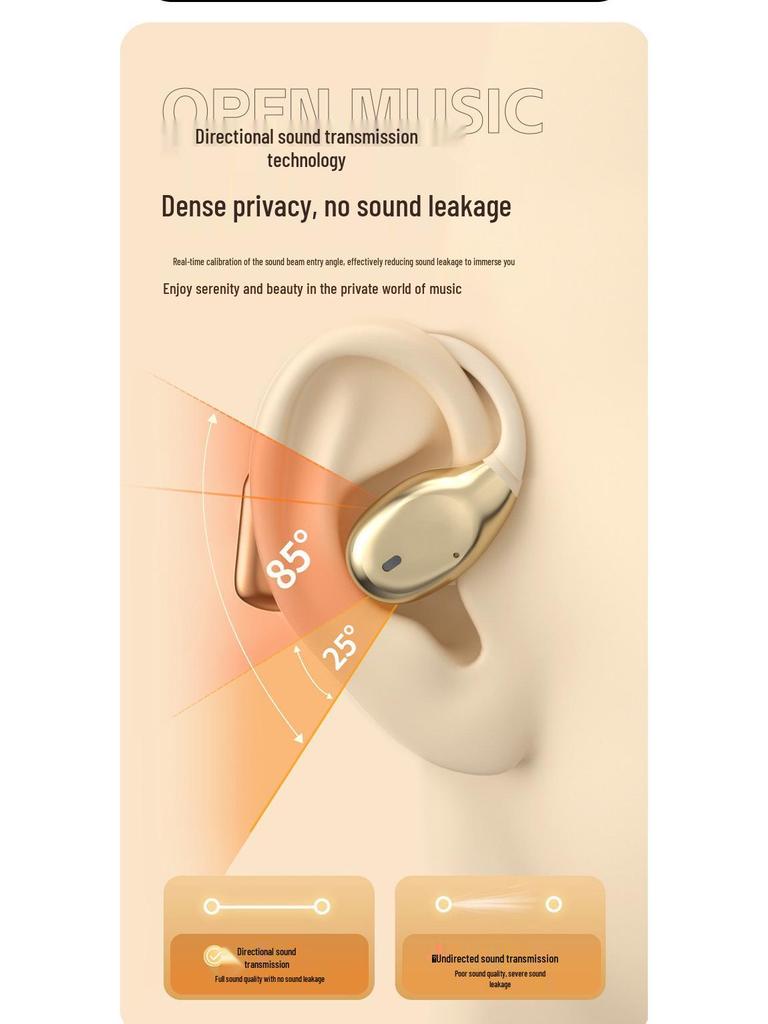 Multilingual AI Translation Bluetooth Earphones with Long Battery Life for Over-Ear Sports Use