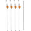4pcs Summer Vacation Glass Straw Milk Tea Juice Cocktail Straw with Brush High Borosilicate Glass Straw Set Bar Accessories