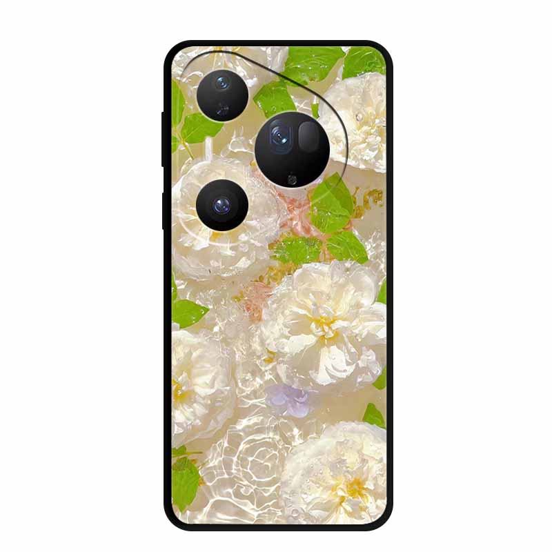 Flower Phone Case For Huawei Pura 70 80 Pro Plus Silicone TPU Cover for Pura80 Pro+ Pura70 Ultra Para Black Back Soft Protector