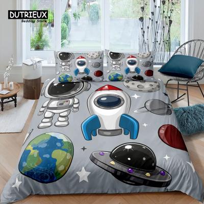 Home Living Luxus 3D Astronaut Bettwäsche-Set Kinder Bettbezug Kissenbezug Rakete Bettwäsche-Set Queen und King EU/US/AU/UK Größe