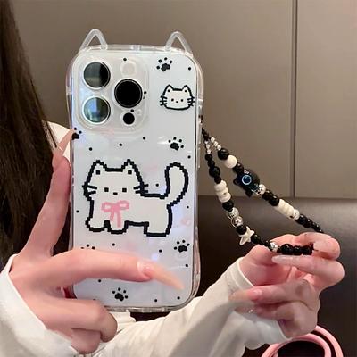 Urechi de Pisică Creative (Pâine în formă de ureche de pisică la abur) Husă Telefon Transparentă Desen Animat Brățară Husă Telefon Husă Protectoare