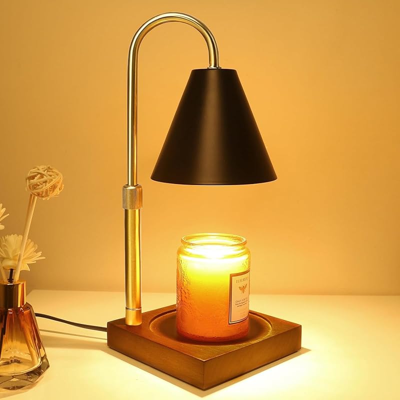 Candle Warmer Lamp with Timer, Electric Candle Lamp Warmer, Height Adjustable Scented Candles, Candle Warmer with 2 * 50W Bulbs for Home Decor A1-gold