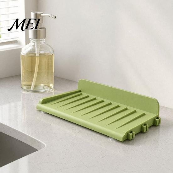Sink Draining Mat Silicone Kitchen Faucet Mat, Foldable Splash Guard with Suction Cup, Countertop 5 Degrees Slope Water for Bathroom Multi-functional