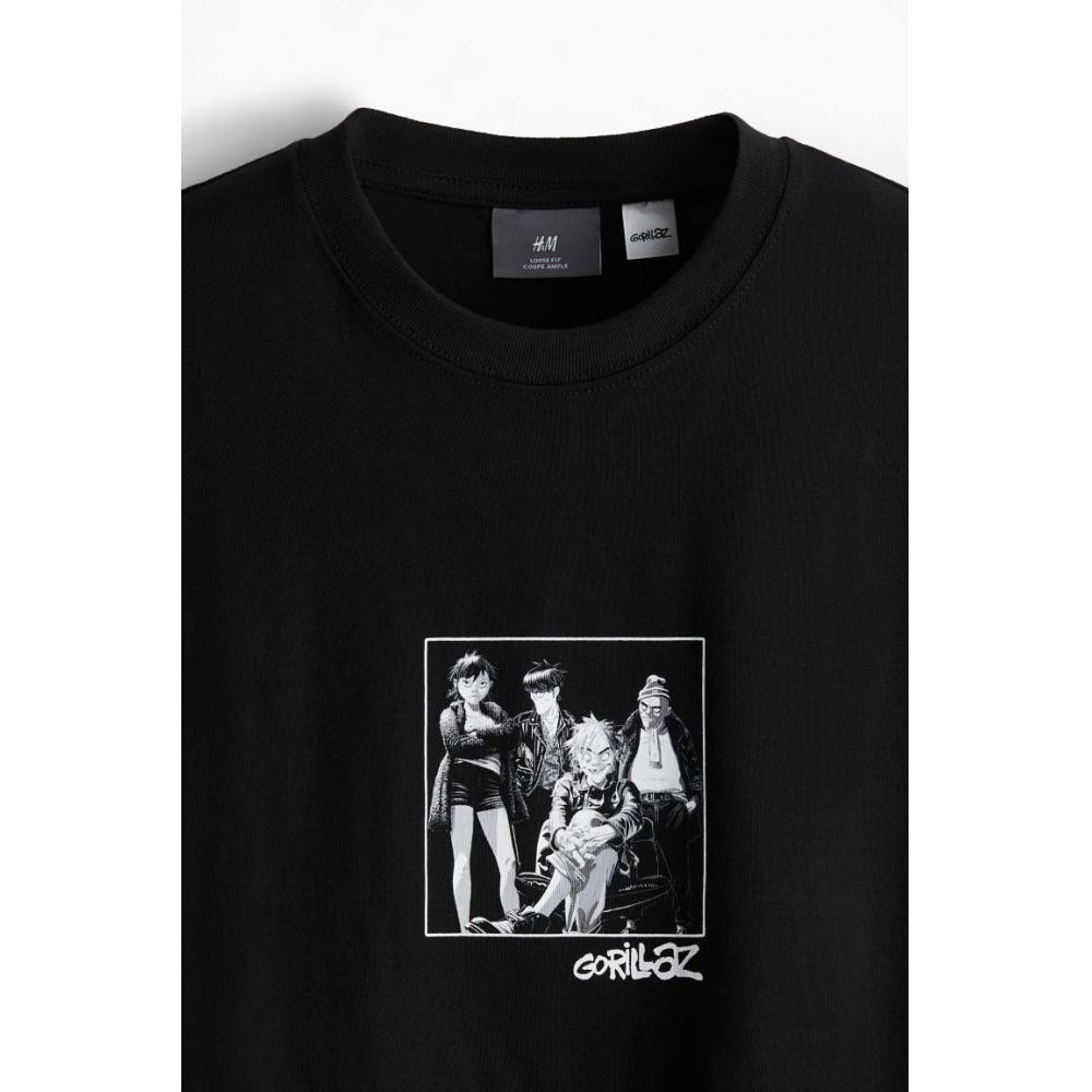 H M Loose FiT T sHirT Black Gorillaz