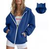 Damenmode Lässige Langarm Einfarbig Kapuzenpullover Tops
