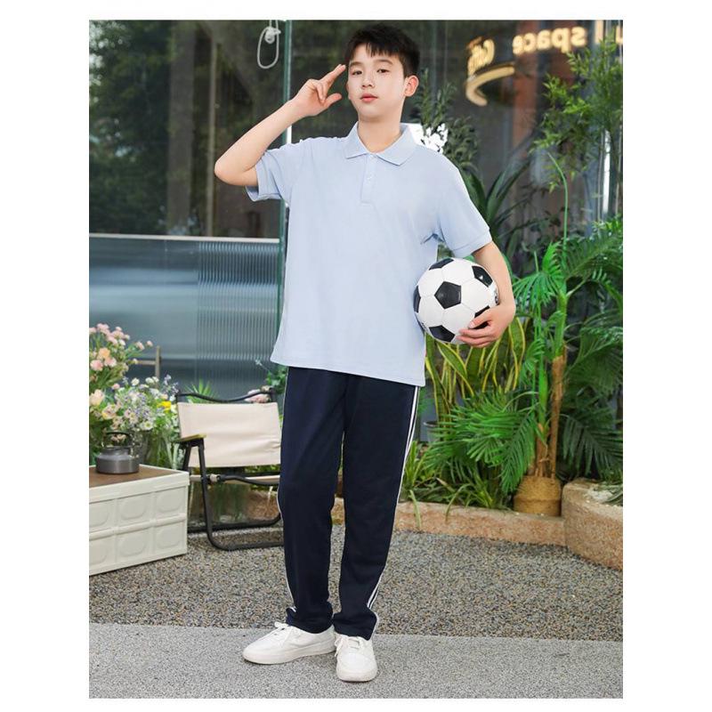 Summer Short Sleeve School Uniform T-shirt Set for Middle and High School Students - Boys and Girls Sportswear