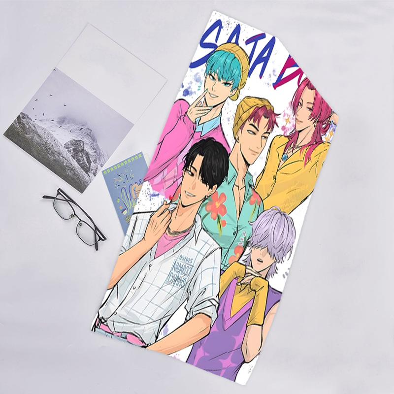 1pc KPop Demon Hunters SAJA BOYS1 Beach Towel, Beach and Seaside Swimming Pool Equipment, Fashion Pattern, Rectangular, Travel Essentials