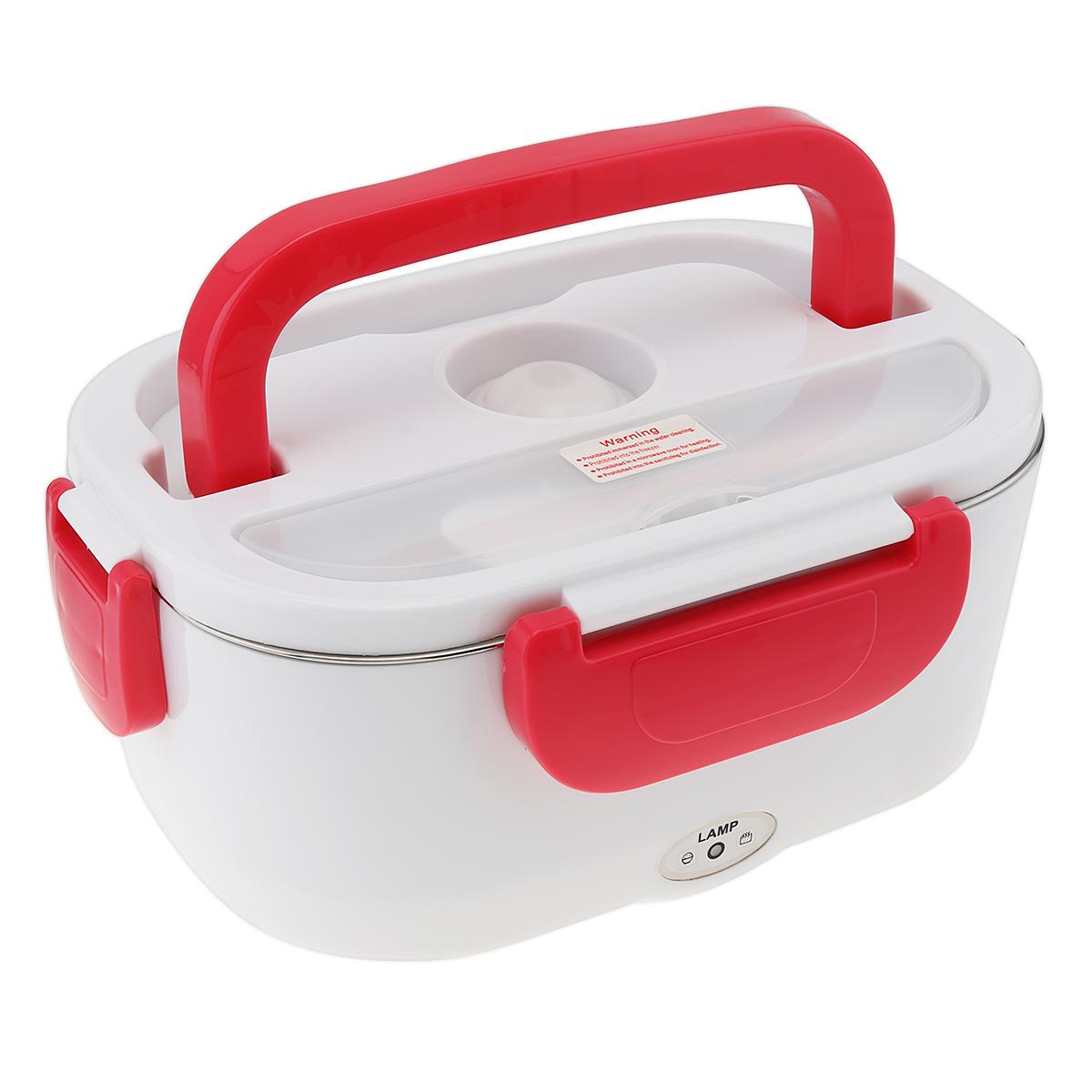 

1,5 л разделенный тип из нержавеющей стали + ABS портативный подогреватель еды с подогревом, электрический ланч-бокс с ложкой, 220 В, линия зарядки европейского стандарта красный