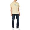 Calvin Klein Letter Logo Round Neck Short Sleeve T-Shirt Men Tops Yellow Blue 4RB862GRM9