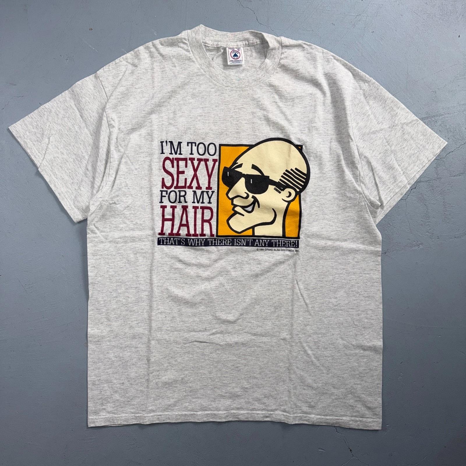 

Bald Guy Y2K Funny Too Hot For My Hair VTG T Shirt Graphic Delta XL 1995 Cool 4XL