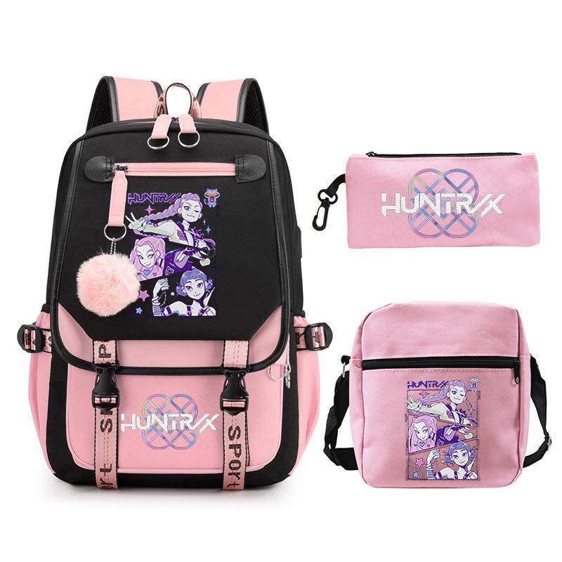 KPop Demon Hunters Fashion Student School Bag Shoulder Backpack Casual Pencil Bag