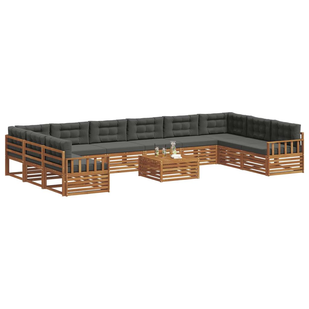 Outdoor Sofa Set 11 pcs Natural and Anthracite Solid Acacia Wood